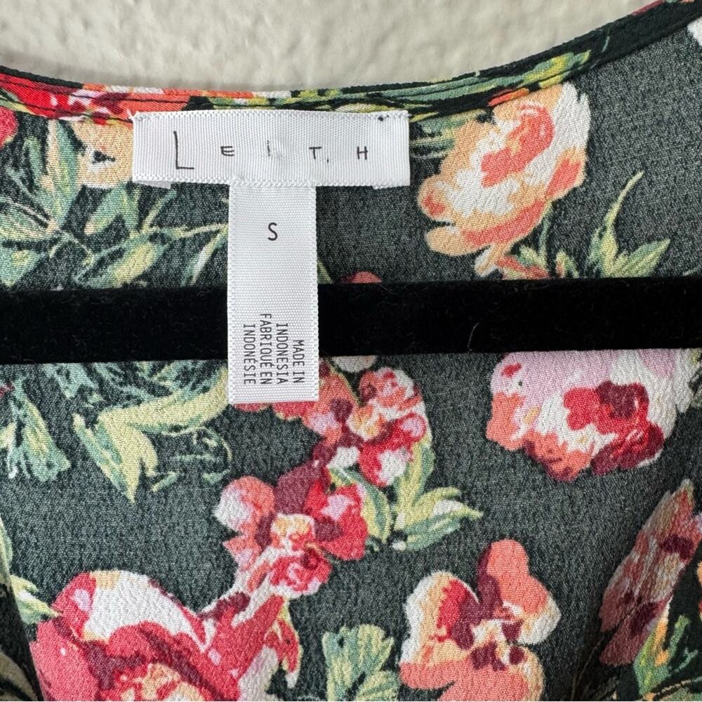Leith Nordstrom Green & Pink Floral Midi Dress Size Small - Picture 6 of 7